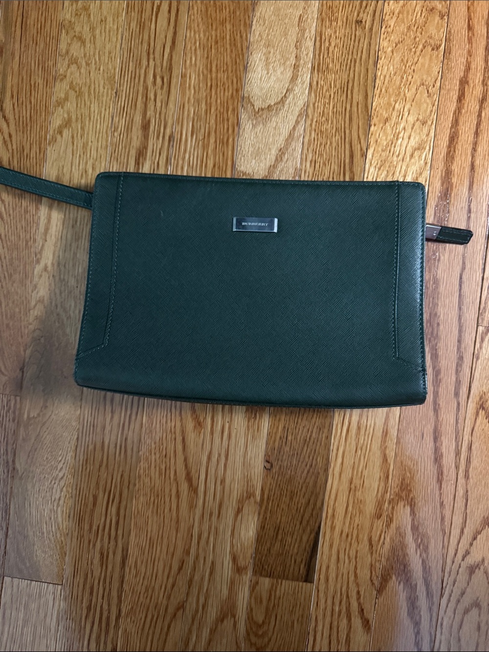 Burberry Green Leather Toiletry Wristlet